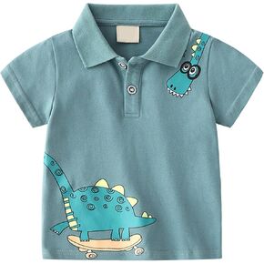 Toddler Boys Long Sleeve Button Down Polo Shirts Summer Soft T-Shirts Casual Solid Clothes Cotton Tops Kids Basic Tee