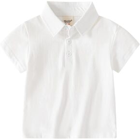 Kids Toddler Solid Pique Polo Shirt Baby Basic Summer Buttons Uniform Tops Infants Sport Short Sleeve Collar Oxford Tshirt