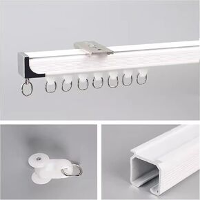 Aluminium Alloy Ceiling Curtain Track,Curtain Track,1-4M Ceiling Track for Curtains,Curtain Rail with Silent Rollers for Living room/Bedroom/Shower/RV(Side Wall Mount,2.1m)