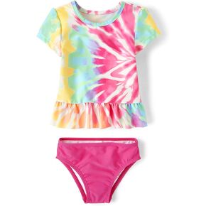 The Children's Place,Baby Girls,and Toddler Short Sleeve Rashguard Swimset,Cosmos,12 Months,18 Months