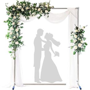 HOME RIGHT Arch Backdrop Stand,7x6 FT Metal Wedding Square Backdrop Stand for Ceremony Square Stainless Steel Backdrop Stand for Parties,Wedding,Birthday,Anniversary,Baby Shower,Garden Decoratip