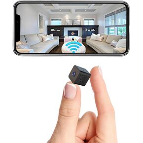 Wireless Hidden Camera, HD Mini spy Camera for Office& Home Security Small Hidden Camera with Night Vision Compatible with iOS & Android (Small)