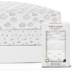 100% Organic Cotton Mini Crib Sheets (3-Pack) - GOTS Certified - Breathable Pack n Play Sheets Fitted - Double-Elastic for Secure Fit, Extra Protection for Your Baby - Gender-Neutral Prints (27"x39")