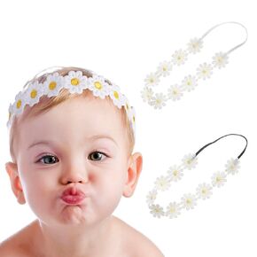 2pcs daisies abisies الزهور عصابات الرضيع الفتيات الفتيات الأزهار الشعر الأزهار أغطية رأس الدعائم الهدايا ، الأصفر
