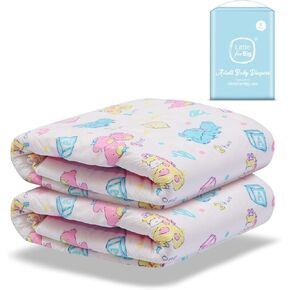 Littleforbig Adult Printed Diaper 2 Pieces - Vintage Baby Pattern (Medium 28″-38″)