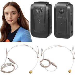 Nicama AS3 2TX+RX Headset Wireless Headworn Microphone, 2.4G Wireless Lavalier Microphone for iPhone 15 16 Type-C Android Smartphones Canon EOS Nikon DSLR Camera Sony Camcorder (White)