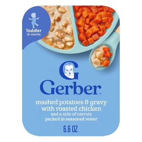 Gerber Meal Time for Toddlers Mashed Potatoes and Gravy with Roasted Chicken With Carrots, 6.6 Oz (Pack of 4)