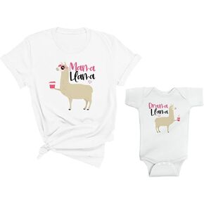 Mama Llama and Drama Llama Mommy and Me Matching Shirt with Baby