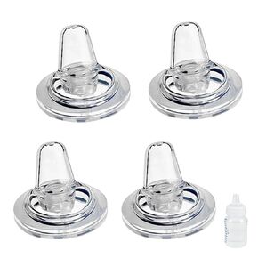 حلمات Sippy spout لزجاجات الأطفال المضادة للدورة في Philips ، كأس Sippy Transition Straw Sippy 100 ٪ سيليكون ناعم ، 6 م+، حزمة من 4