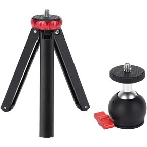 T1 Mini Desktop Tripod with 360° Ball Head for Video & Webcasting, Sturdy Alloy Construction, Lightweight & Extendable, 1/4in Screw Interface