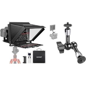 NEEWER X12 14 inch Aluminum Alloy Teleprompter for iPad Tablet Smartphone DSLR Cameras with Remote Control, Carry Case, 5.9"/15cm Adjustable Friction Magic Arm Included