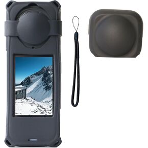 PCTC 360 X5 Silicone Case +Lens Cap Compatible with Insta360 X5 Accessories All-Round Shockproof Lightweight (Black)