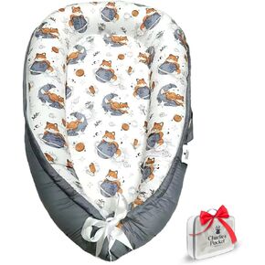 CHARLIE'S POCKET Baby nest Lounger-Adjustable Cotton- Portable-Newborn Cushion Set – Lightweight & Travel-Ready Support for Babies 0–24 Months-Baby Shower-Infant Essentials-Soft Quilt-Diaper Pad