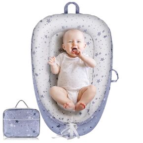 Baby Lounger for Newborns 0-24 Months, Breathable and Soft Co-Sleeping Nest, Lightweight Infant Lounger for Home and Travel, Essential Baby Gift (Grey)