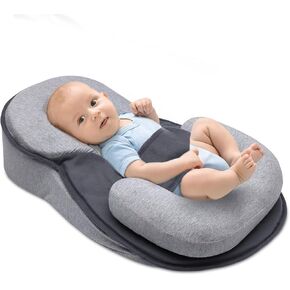 Baby Lounger Pillow for Infant Support Cushion Reflux Breastfeeding Pillow, Bottle Feeding, Tummy Time (Gray)