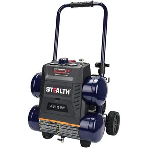 STEALTH Ultra Quiet Air Compressor, 64 Decibel 4.5 Gallon Peak 1.3 HP Max 150 PSI, Oil-Free Air Pump, 3 CFM @ 90 PSI Portable Air Compressor W/Wheel for Garage, Workshop, Jobsite SAQ-1413