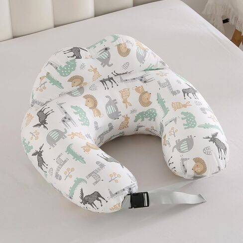 Nursing Pillow for Breastfeeding,Ergonomic Baby Feeding Pillows with Removable Washable Cotton Slipcover, Adjustable Waist Strap,Plus Size,More Support for Mom and Baby(Nordic Animal World) in Saudi Arabia