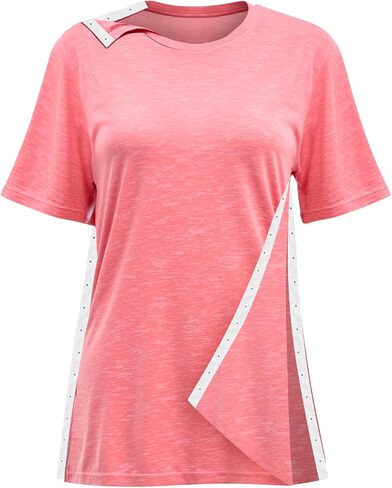 Shoulder Surgery Recovery Shirts Women Post Surgery Shirt Left and Right Side Snap Access Recovery T Shirt for Women in Kuwait