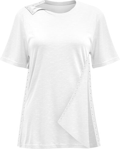 Shoulder Surgery Recovery Shirts Women Post Surgery Shirt Left and Right Side Snap Access Recovery T Shirt for Women in Kuwait