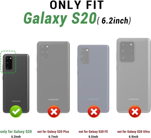 SUANPOT لهاتف Samsung Galaxy S20 6.2 بوصة (NON S20+/S20 Ultra) مع حافظة محفظة جلدية بخاصية RFID وحامل بطاقة الائتمان، حافظة هاتف قابلة للطي قابلة للطي وغطاء مقاوم للصدمات للنساء والرجال لهاتف Samsung S20case Wallet أسود in Kuwait