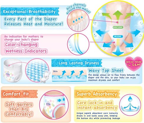 Merries Baby Diapers Size Small for Boys and Girls, 2 PKS of 62+4 Count (132 Count), Ultra-Soft, Breathable, Parallel Import Product, Made in Japan in Kuwait