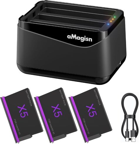 Battery Charger Set for Insta360 X5,Simultaneous Charging of Three Batteries (Charger) in Kuwait