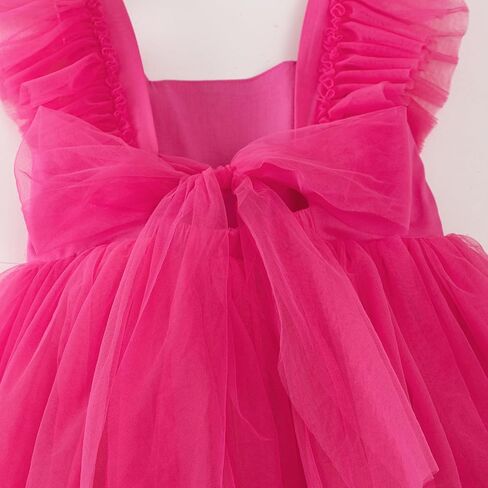 Lysmuch 18m-7y Toddler Girls Princess Tutu Dress Druffled Sleeve A-Line Tulle Girl Virts Solid For Party in Kuwait