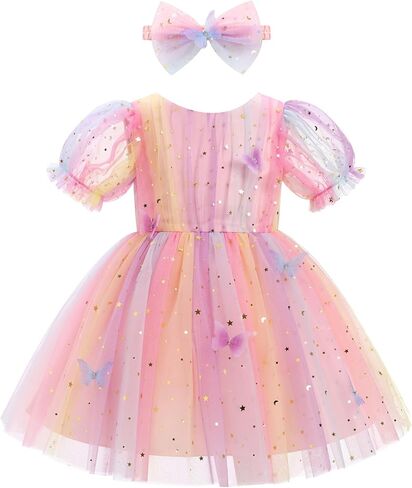 Idopip Toddler Baby Girls Sequin Butterfly Tutu Dress Princess Birthday Party Pageant Flower Girl Wedding V-Backless Dresses in Kuwait