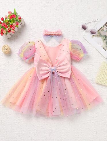 Idopip Toddler Baby Girls Sequin Butterfly Tutu Dress Princess Birthday Party Pageant Flower Girl Wedding V-Backless Dresses in Kuwait