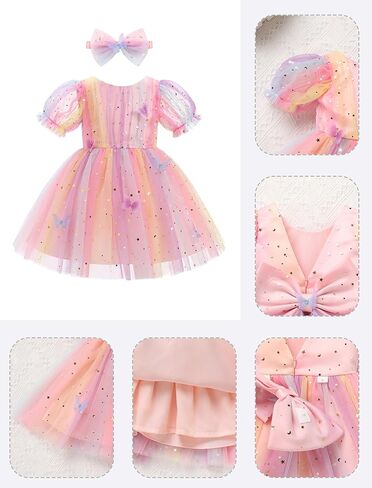Idopip Toddler Baby Girls Sequin Butterfly Tutu Dress Princess Birthday Party Pageant Flower Girl Wedding V-Backless Dresses in Kuwait