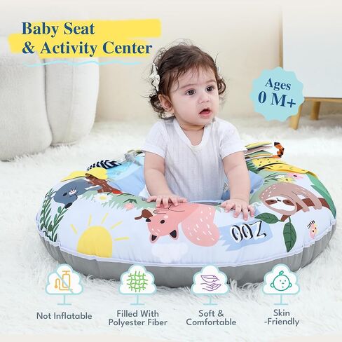 Lovvie & Joy 3-in-1 Baby Seat & Tummy Time & Play Activity Center Ring,Soft Infant Seats for Sitting Up Chair 0-12 Months Babies with Toys for Early Sensory Exploration and Motor Skill Development in Kuwait