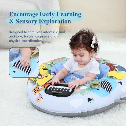 Lovvie & Joy 3-in-1 Baby Seat & Tummy Time & Play Activity Center Ring,Soft Infant Seats for Sitting Up Chair 0-12 Months Babies with Toys for Early Sensory Exploration and Motor Skill Development in Kuwait