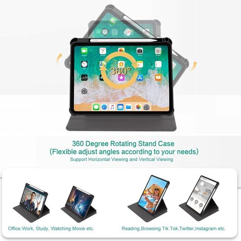 حافظة YHB لجهاز iPad الجيل السابع والثامن والتاسع (شاشة 10.2 بوصة - إصدار 2019 و2020 و2021)، حامل نحيف قابل للطي من جلد البولي يوريثان وزوايا رؤية متعددة وغطاء واقٍ من مادة TPU - خريطة Marauder's Vintage in Saudi Arabia