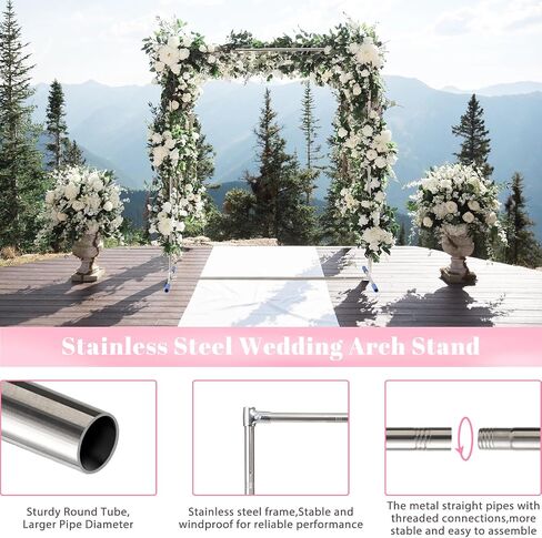 HOME RIGHT Arch Backdrop Stand,7x4 FT Metal Wedding Square Backdrop Stands for Ceremony Square Stainless Steel Backdrop Stand for Parties,Wedding,Birthday,Anniversary,Baby Shower,Garden Decoratip in Saudi Arabia