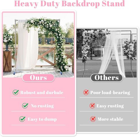 HOME RIGHT Arch Backdrop Stand,7x4 FT Metal Wedding Square Backdrop Stands for Ceremony Square Stainless Steel Backdrop Stand for Parties,Wedding,Birthday,Anniversary,Baby Shower,Garden Decoratip in Saudi Arabia
