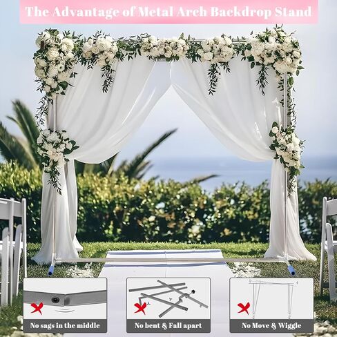 HOME RIGHT Arch Backdrop Stand,7x4 FT Metal Wedding Square Backdrop Stands for Ceremony Square Stainless Steel Backdrop Stand for Parties,Wedding,Birthday,Anniversary,Baby Shower,Garden Decoratip in Saudi Arabia