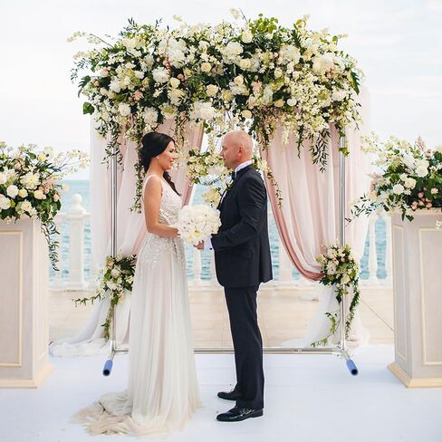 HOME RIGHT Arch Backdrop Stand,7x4 FT Metal Wedding Square Backdrop Stands for Ceremony Square Stainless Steel Backdrop Stand for Parties,Wedding,Birthday,Anniversary,Baby Shower,Garden Decoratip in Saudi Arabia