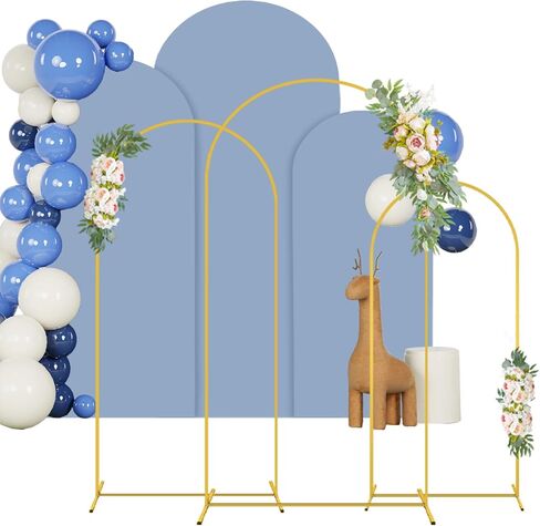 Metal Arch Stand and Cover Set 7.2FT 6FT Black Arch Backdrop Cover for Round Top Balloon Stands Arched Stand with Covers Set of 2 Chiara Backdrop Covers for Bridal Baby Shower Wedding Decor in Saudi Arabia