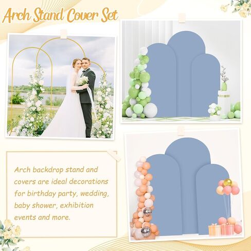 Metal Arch Stand and Cover Set 7.2FT 6FT Black Arch Backdrop Cover for Round Top Balloon Stands Arched Stand with Covers Set of 2 Chiara Backdrop Covers for Bridal Baby Shower Wedding Decor in Saudi Arabia