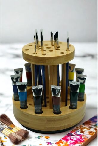 Meadows Art Supplies Paint Brush Holder for Artist Supplies - Paint Brush Organizer & Rotating Paint Brush Holder - Art Supply Storage Organizer for Paint Accessories & Supplies - Painting Supplies in Saudi Arabia