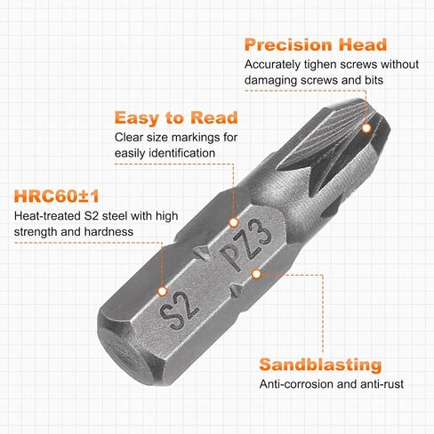 HARFINGTON PZ3 Screwdriver Bit 1/4" Hex Shank 25mm/1" Length Magnetic Phillips Slotted Hex Bits S2 Steel Screw Driver Bit Industrial Grade Electric Hexagon Drill Bits in Saudi Arabia