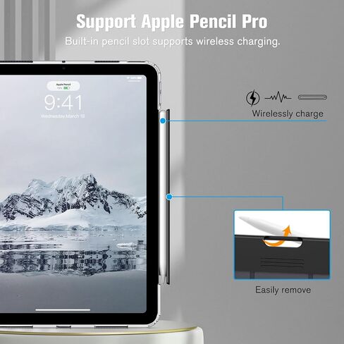 Fintie Clear Case for iPad Air 5th Generation (2022) / iPad Air 4th Gen (2020) 10.9 Inch, Crystal Transparent Back Cover with Discreet Retractable Pencil Holder, Auto Wake/Sleep, Starlight in Saudi Arabia