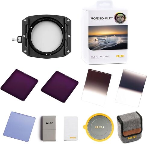 NiSi M75-II Professional Kit - 75mm Square Lens Filter Holder - Includes 67mm Ring with Integrated True Color CPL, 3-Stop Medium and Reverse GND, 6-Stop and 10-Stop ND, and Natural Night Filters in Kuwait