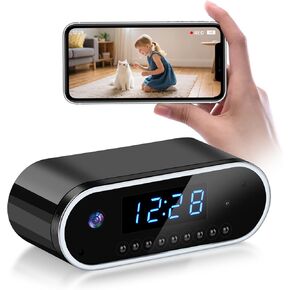 Clock Camera Small Nanny Cam Mini Hidden Camera 1080P Full HD Smart WiFi Cam 140-Degree Wide Angle for Indoor Home Security