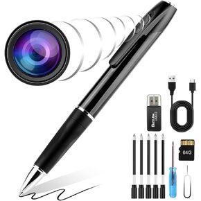 1080P Mini Pen with Video- One Button Surveillance, 64GB Nany Camera Invisible Body Cam, Taking Photo Ideal for Home Security