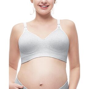 Momcozy Nursing Bras for Breastfeeding, Soft U.S. Cotton Seamless Maternity Bra, Fixed Padding, Wireless Pregnancy