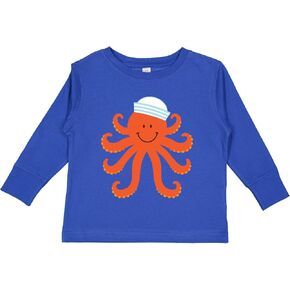 inktastic Orange Octopus Cute Sea Creature Nautical Toddler Long Sleeve T-Shirt