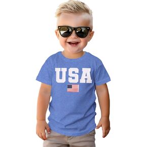 USA T-Shirt Toddler Boy Girl 4th of July American Flag Shirt Kids Patriotic Independence Day Tee Short Sleeve Tops