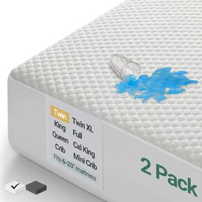 OhGeni 100% Waterproof Mattress Protector, Twin Size Mattress Pad, Fits 6"-20" Mattresses with Deep Pocket, Cooling, Breathable Fitted Sheets, Soft Bed Cover, Noiseless, Machine Washable