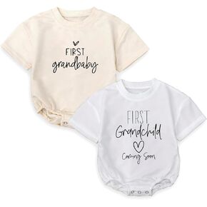 2PCS First Grandchild Come Bodysuit - New Baby تكشف هدية للأجداد - First Grandbaby Romper (حجم 0-3 أشهر فقط)